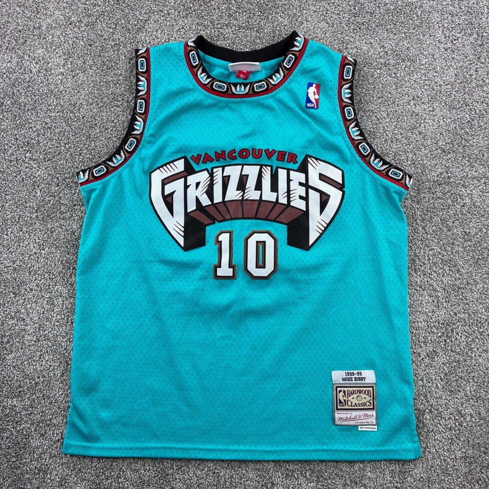 Mitchell & Ness Vancouver Grizzlies Jersey Kids XL Teal Mike Bibby 10 1998-99